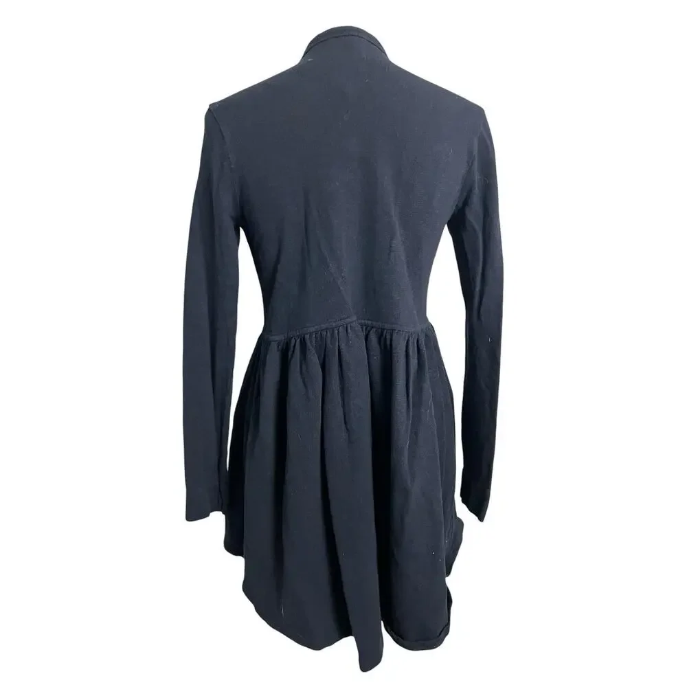 T.la Open Front Cardigan Womens XS Navy Ruffle Hem Knit Duster Boho NWT $78